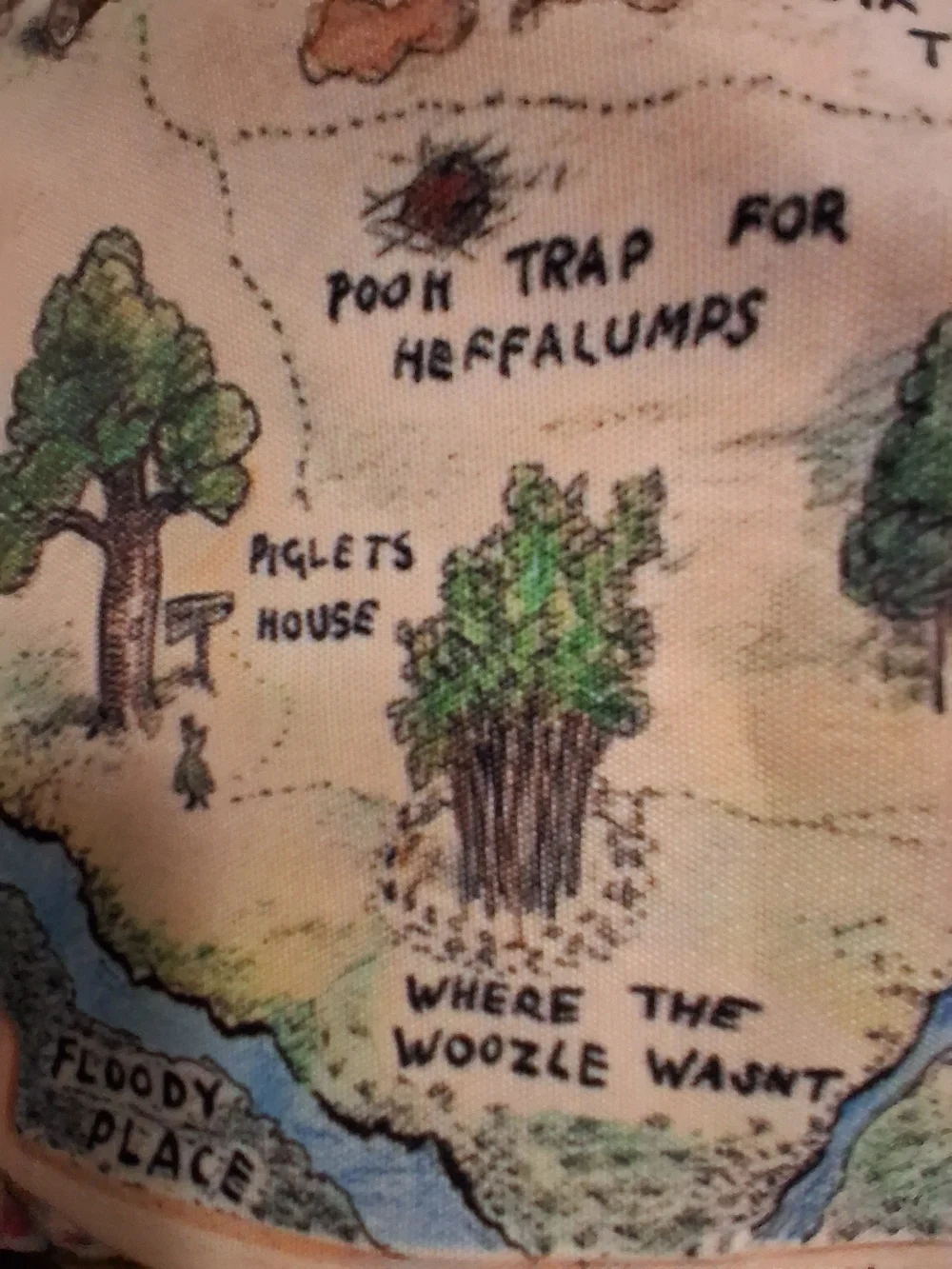 Vintage Winnie the Pooh Map Pillow Cover Illustrated Hundred Acre Wood 17